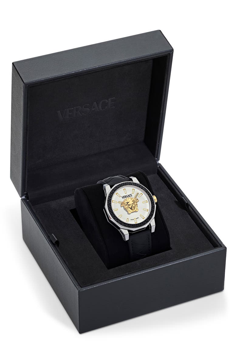Versace Medusa Deco Leather Strap Watch, 43mm, Alternate, color, 