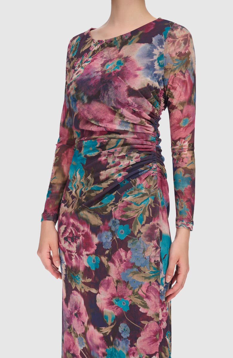 Calvin Klein Floral Long Sleeve Mesh Maxi Dress, Alternate, color,
