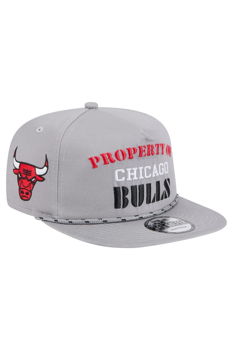 Men's New Era Gray Chicago Bulls Throwback Property Of Golfer Snapback Hat, Main, color, Gray