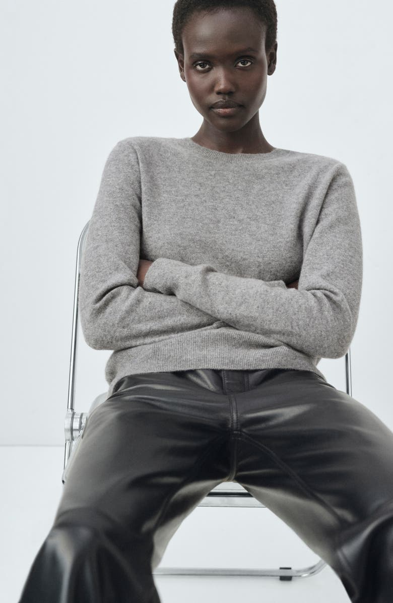 MANGO Selection Crewneck Cashmere Sweater, Alternate, color, Medium Heather Grey