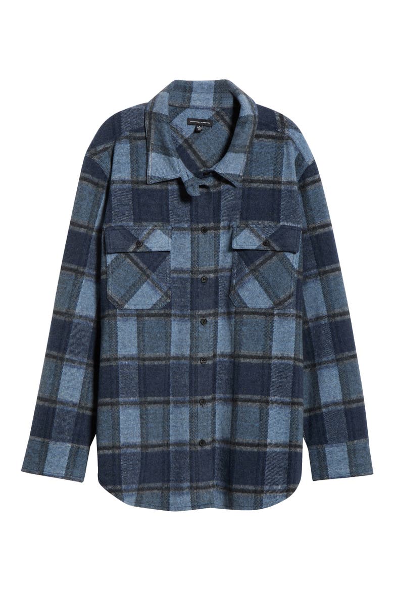 Maine Flannel Button-Up Shirt, Alternate, color, HEATHER FOG BLUE PLAID