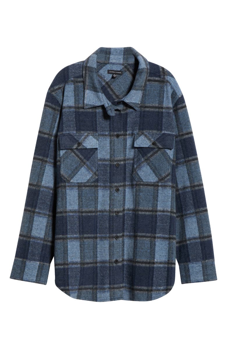 Universal Standard Maine Flannel Button-Up Shirt, Alternate, color, Heather Fog Blue Plaid