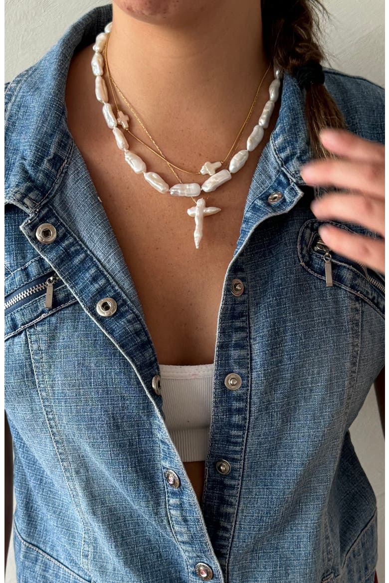 Cross Chain Necklace, Alternate, color, Gold
