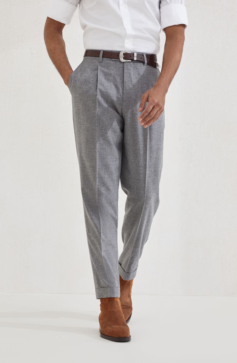 Brunello Cucinelli Flannel trousers, Alternate, color, Grey