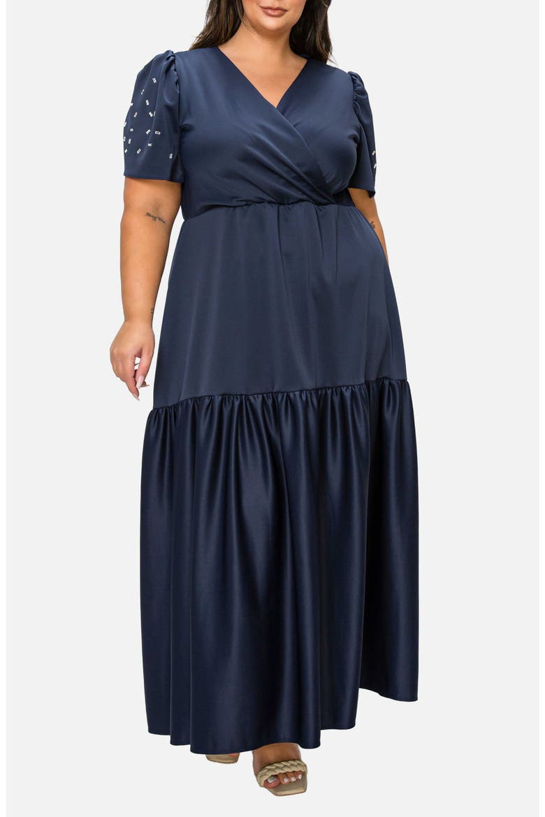 Starlit Soiree Rhinestone Maxi Dress, Main, color, NAVY