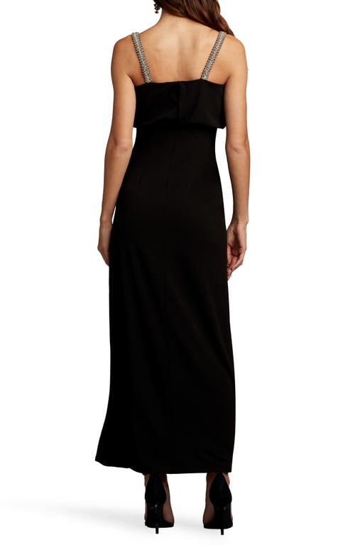 Sho By Tadashi Shoji Beaded Strap Gown In Black