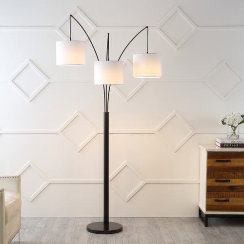 Jonathan Y Barrie 78.5" 3-light Mid-century Modern Head-adjustable Iron Led Arc Floor Lamp, Oil Rubb In Oil Rubbed Bronze