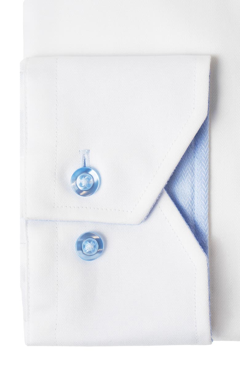 Lorenzo Uomo Trim Fit Herringbone Cotton Dress Shirt, Alternate, color, White