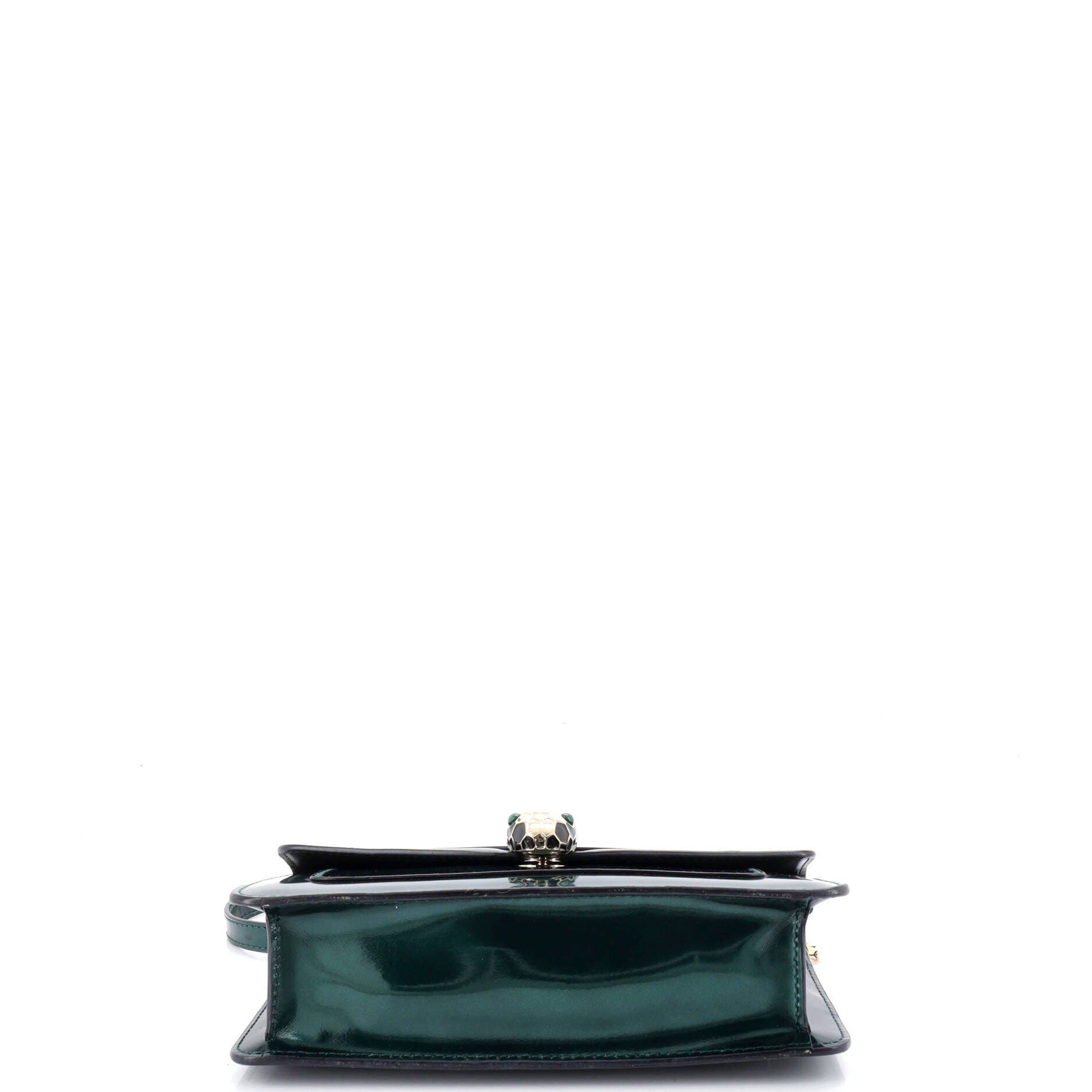 Serpenti Forever Shoulder Bag Metallic Leather Small, Alternate, color, Green