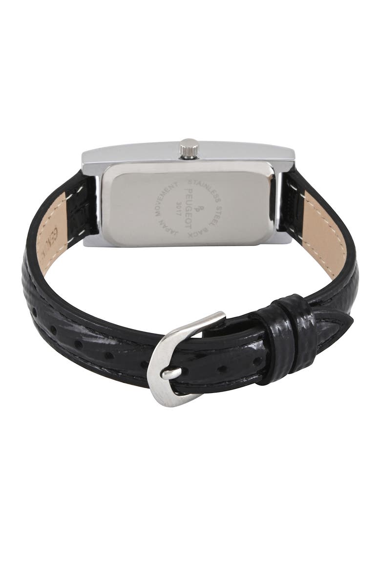 Everyday Rectangular Glossy Leather Watch- 35x18MM, Alternate, color, Black