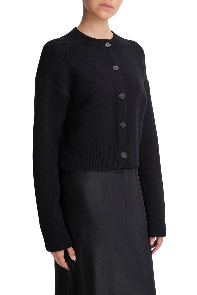 Wool & Cashmere Crop Cardigan, Alternate, color, BLACK