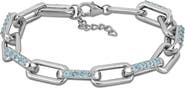 DELMAR Sky Blue Topaz Paper Clip Chain Bracelet