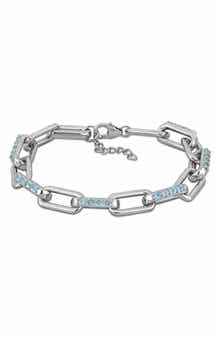 Sky Blue Topaz Paper Clip Chain Bracelet