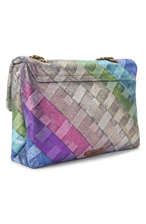 Kurt Geiger London Large Kensington Rainbow Denim Shoulder Bag In Multi