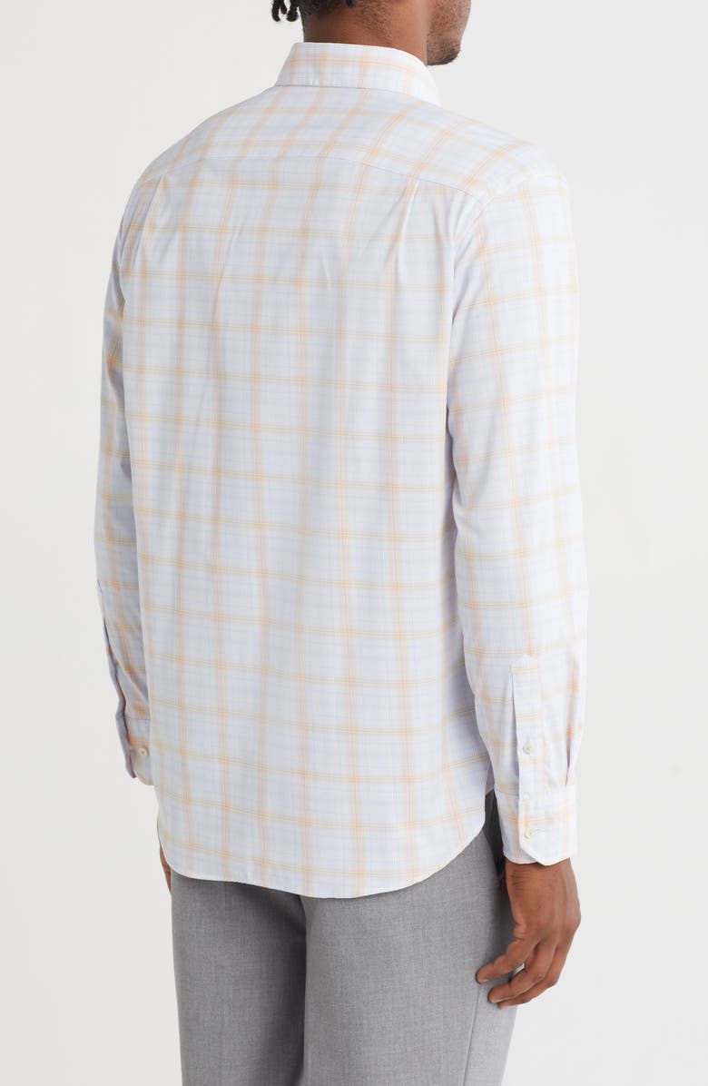 David Donahue Plaid Performance Sport Shirt, Alternate, color, Sky/ Melon