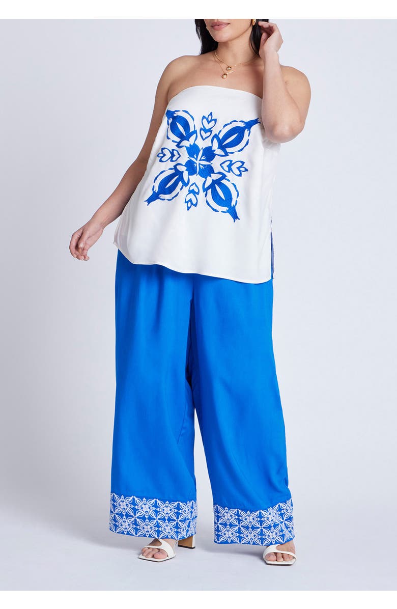 ELOQUII Embroidered Column Top, Alternate, color, Jet Stream