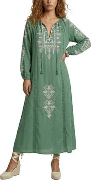 Raffya Aurelia Kaftan Style Embroidered Maxi Dress