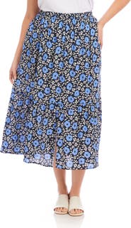 Karen Kane Floral Front Slit Midi Skirt
