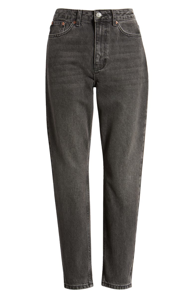 Topshop Washed Mom Jeans, Main, color, Black