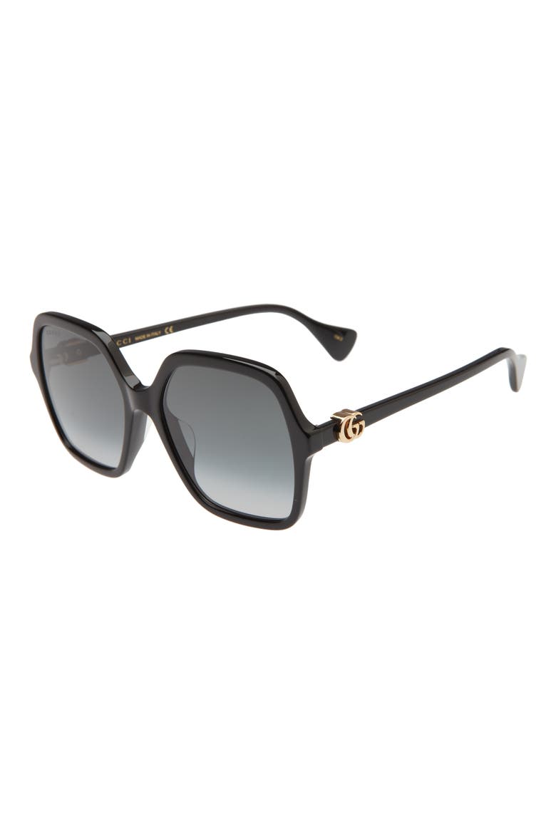 56mm Square Sunglasses, Alternate, color, BLACK