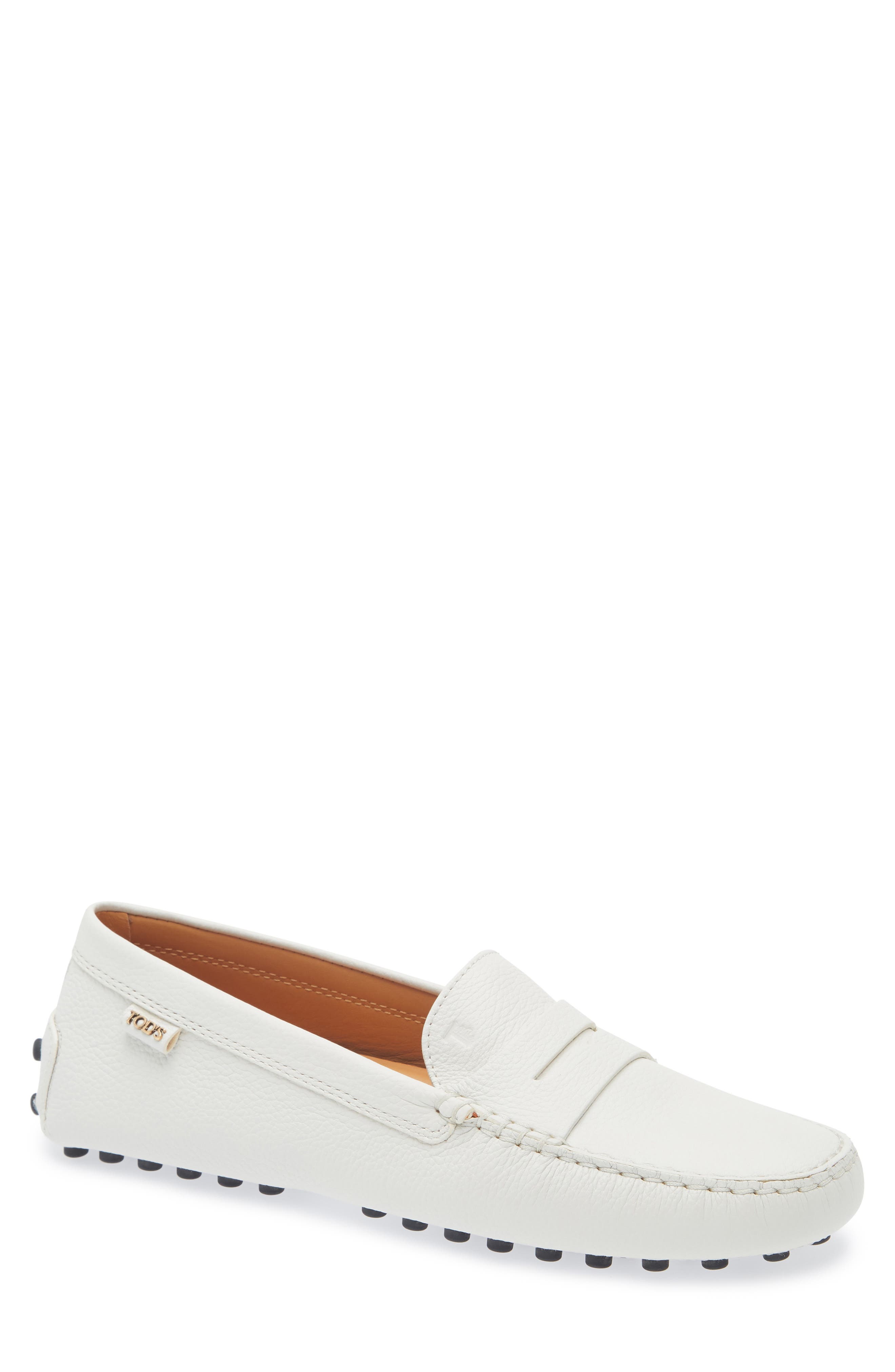 Tod's Penny Loafer Driving Shoe, Main, color, Bianco Calce