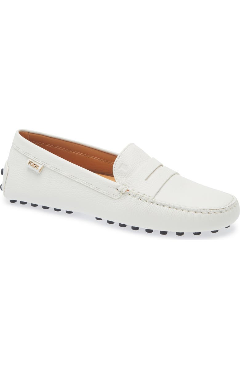 Tod's Penny Loafer Driving Shoe, Main, color, Bianco Calce