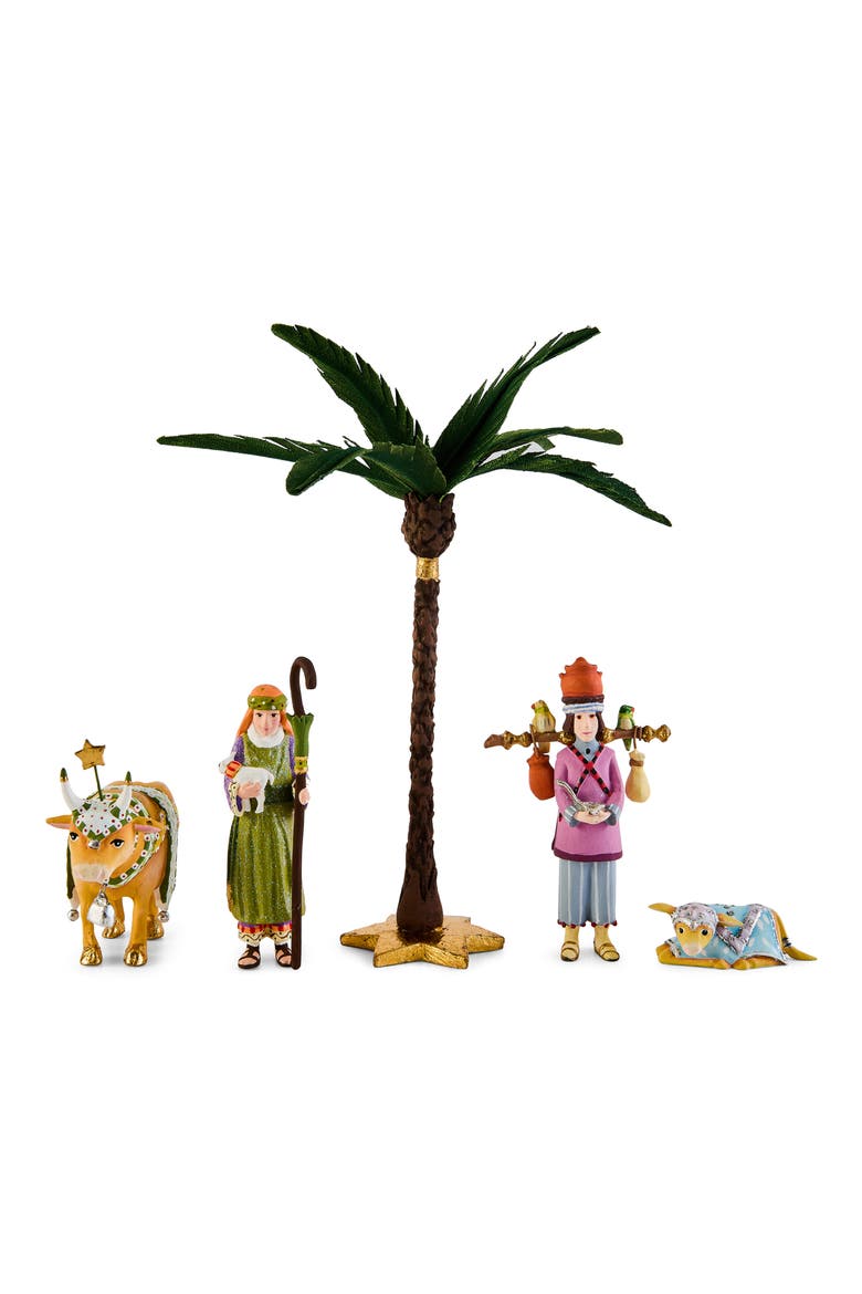 Patience Brewster Nativity Miniature 5-Piece Ornament Set, Main, color, GREEN