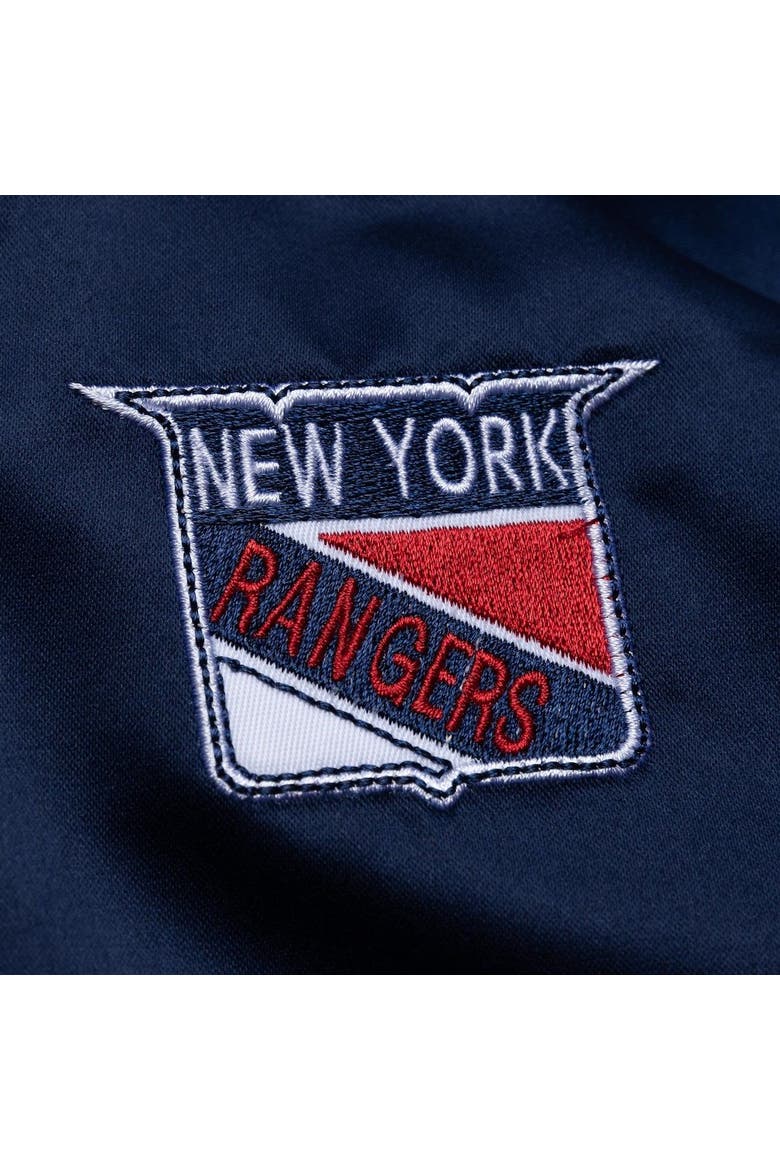 Men's Mitchell & Ness Navy New York Rangers Satin Full-Snap Varsity Jacket, Alternate, color, Navy