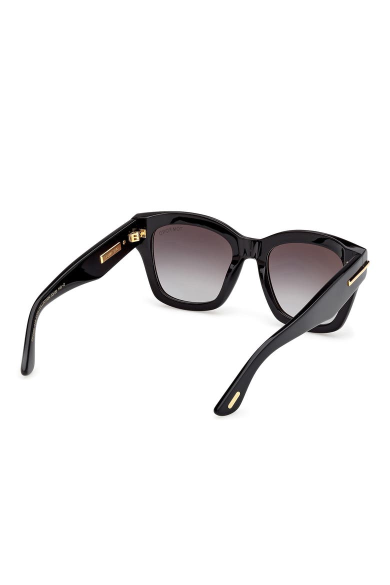 53mm Gradient Butterfly Sunglasses, Alternate, color, BLACK / BAGUETTE / SMOKE LENS