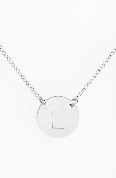 Sterling Silver Initial Disc Necklace