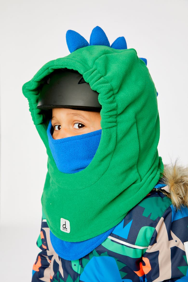 Oversized Dino Polar Fleece Ski Helmet Balaclava, Alternate, color, Flash Green