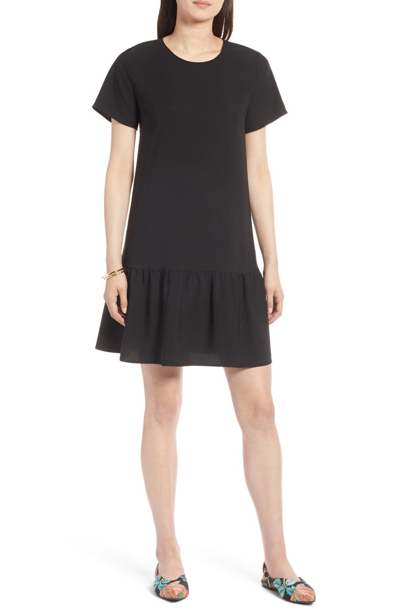 Halogen<sup>®</sup> Short Sleeve Ruffle Hem Dress, Main, color,