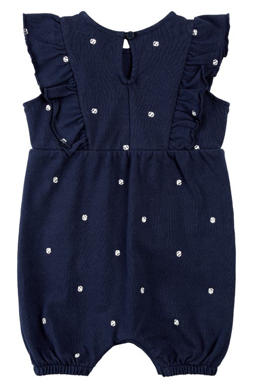 Miles The Label Baseball Embroidered Cotton Piqué Romper In Navy