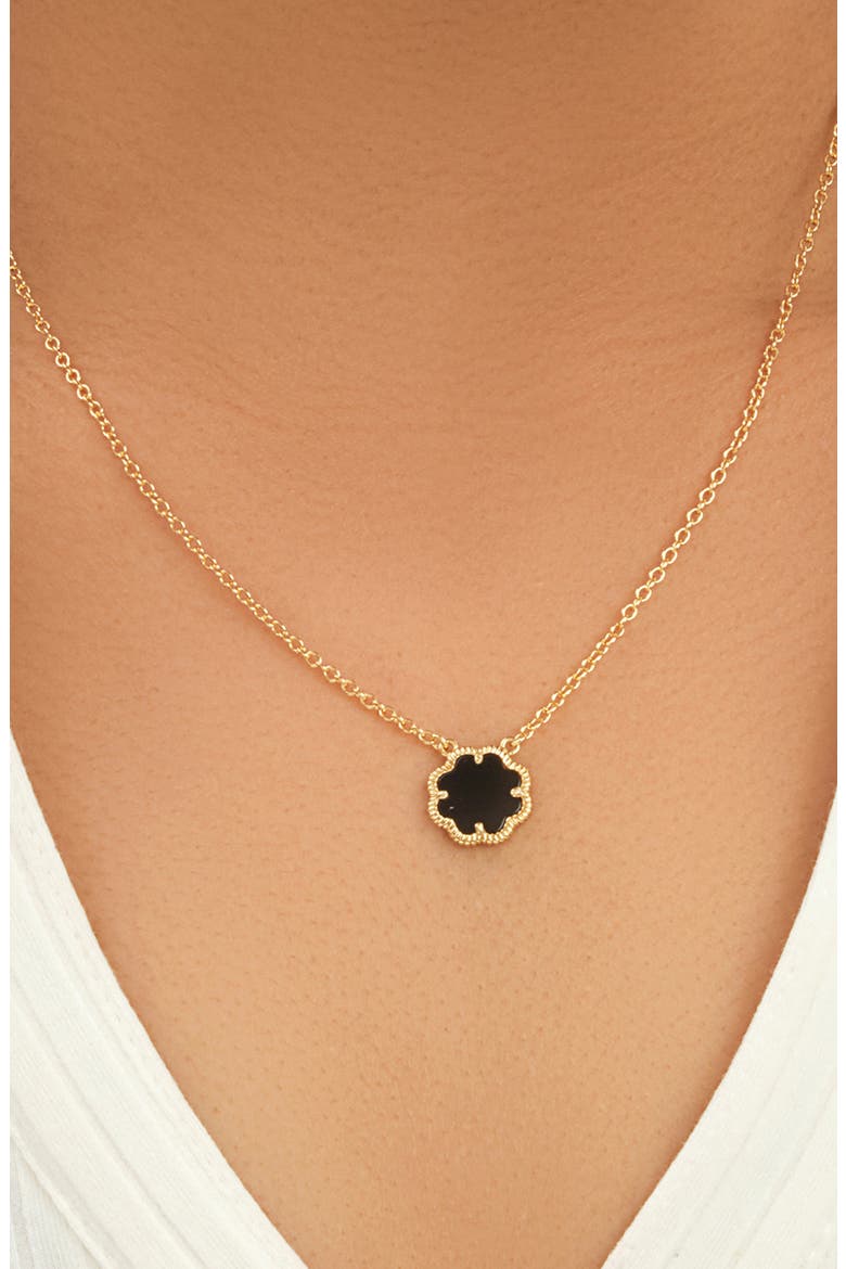 Rose Petal Enamel Pendant Necklace, Alternate, color, GOLD