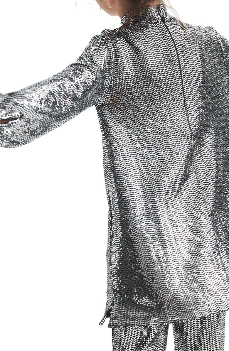 Reiss Kids' Ariana Jr. Long Sleeve Metallic Mock Neck Dress, Alternate, color, 