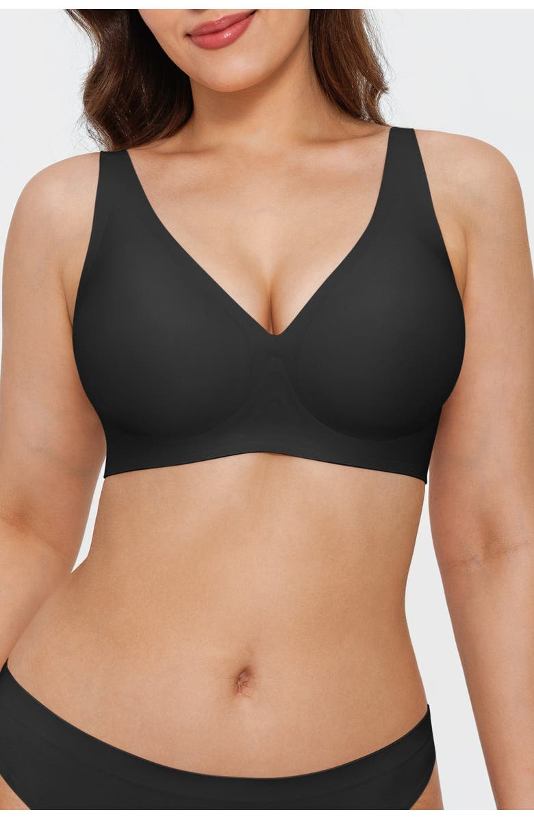 Popilush Seamless Wireless Jelly Minimizer Everydaywear Bra, Alternate, color, Jet Black