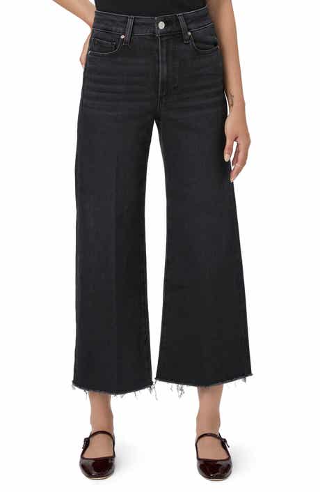 PAIGE Anessa Raw Hem High Waist Ankle Wide Leg Jeans