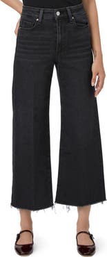 PAIGE Anessa Raw Hem High Waist Ankle Wide Leg Jeans