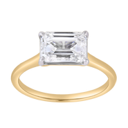 LuvMyJewelry Posy 2 Ct Emerald East West Lab Grown Diamond Ring