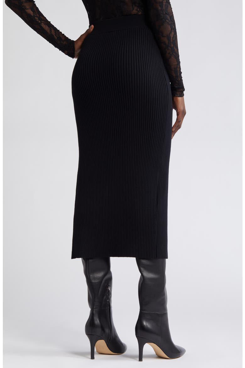 Rib Sweater Skirt, Alternate, color, BLACK