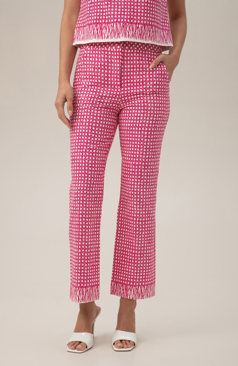 Trina Turk Lulu Ankle Crop Print Pants, Main, color, Passion Pink/ Whitewash