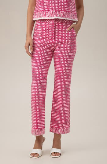 Shop Trina Turk Lulu Ankle Crop Print Pants In Passion Pink/whitewash