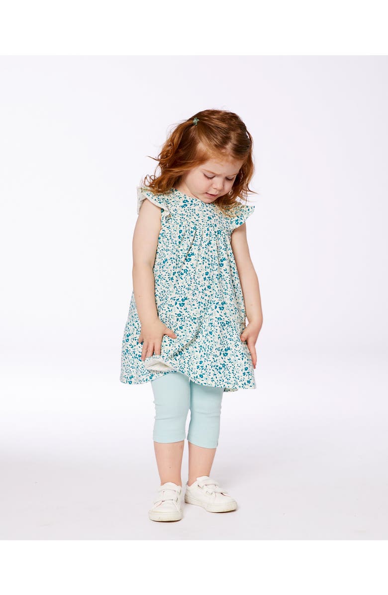 Deux par Deux Little Girl's Flat Back Rib Capri Legging Pale Teal, Alternate, color, 