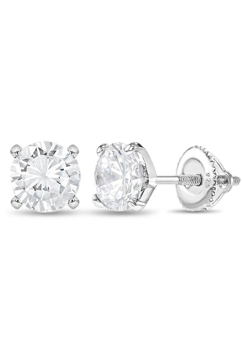 Prong Set Stone Earrings, Alternate, color, Silver
