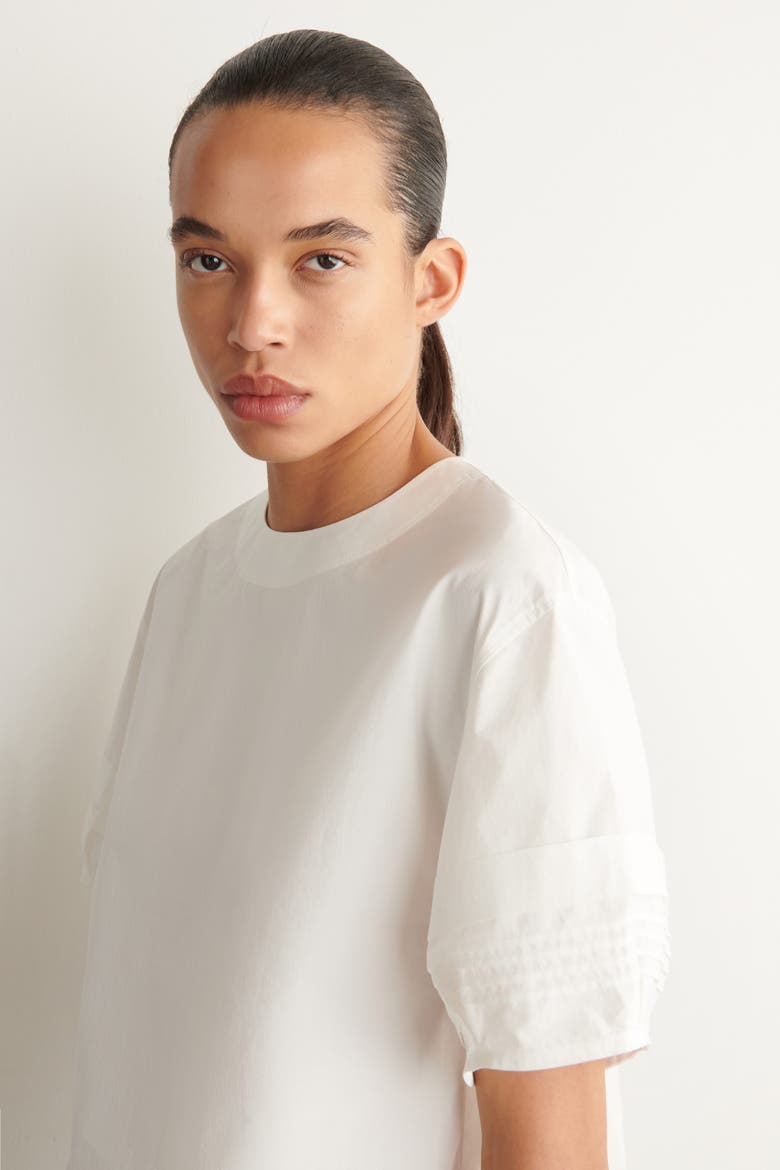 Pintucked Cotton Blouse, Alternate, color, OFF-WHITE