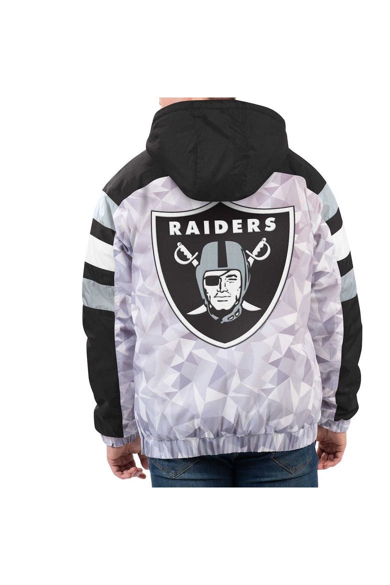 Men's Starter White/Black Las Vegas Raiders Thursday Night Gridiron Raglan Half-Zip Hooded Jacket, Alternate, color, White
