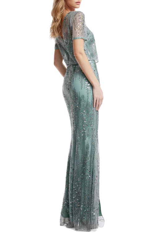 Shop Dress The Population Amanda Sequin Mermaid Gown In Sage Multi