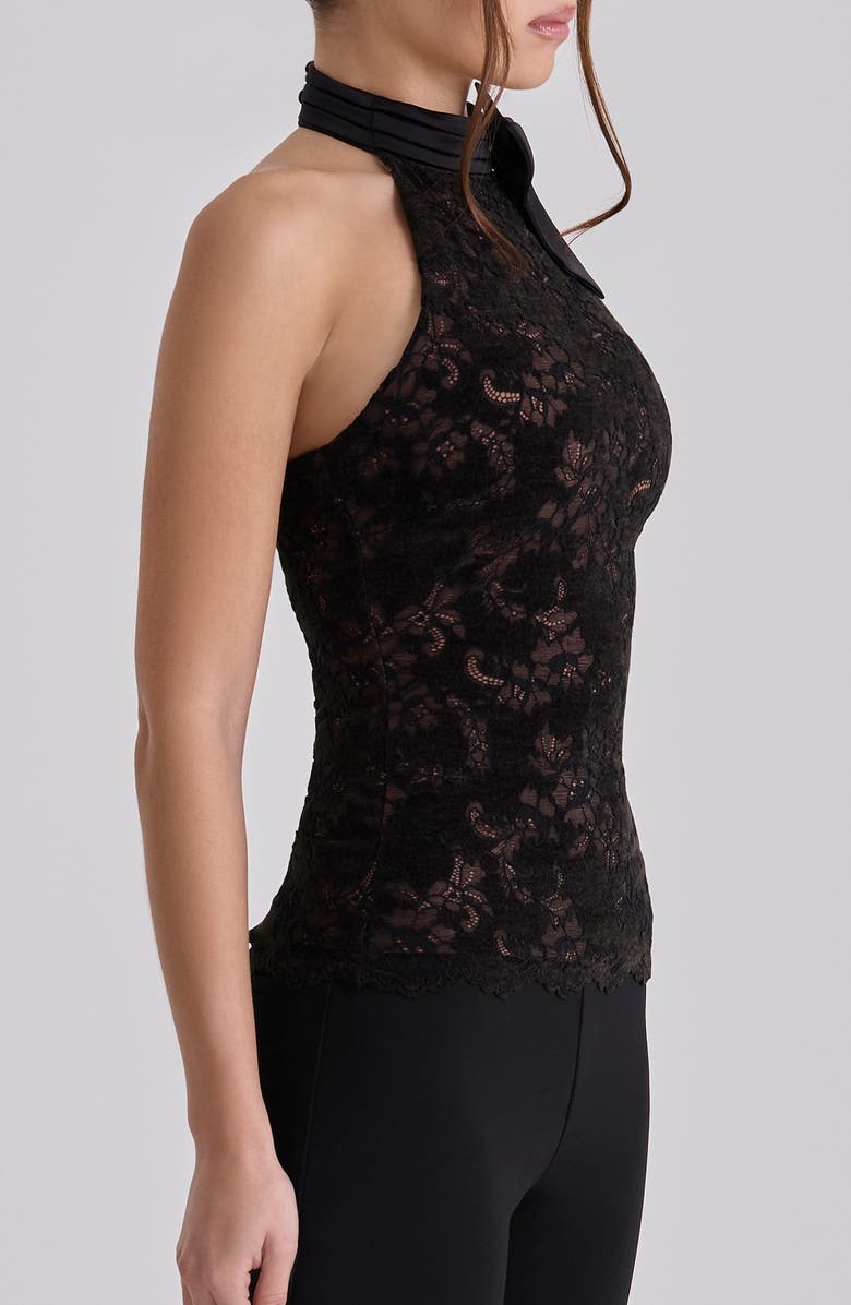 HOUSE OF CB Natalya Bow Halter Lace Top, Alternate, color, Black