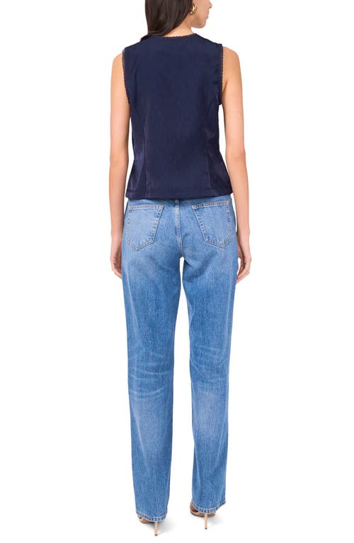 1.state Crinkle Overlay Blouse In Indigo Night