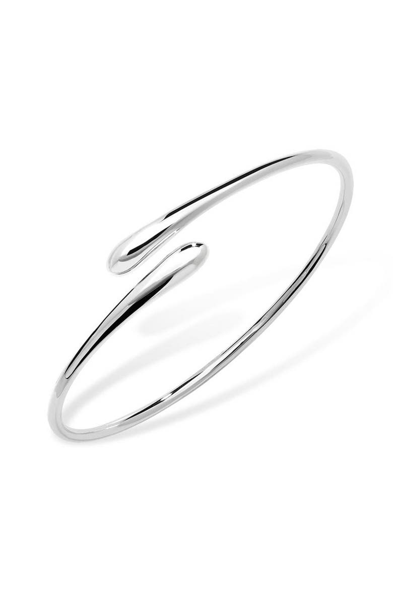 Cross Open Drop Bangle, Main, color, Sterling Silver